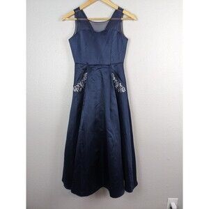 Rare Editions Dress Womens 10 Sleeveless Mesh Satin Beaded Formal Pockets Specia